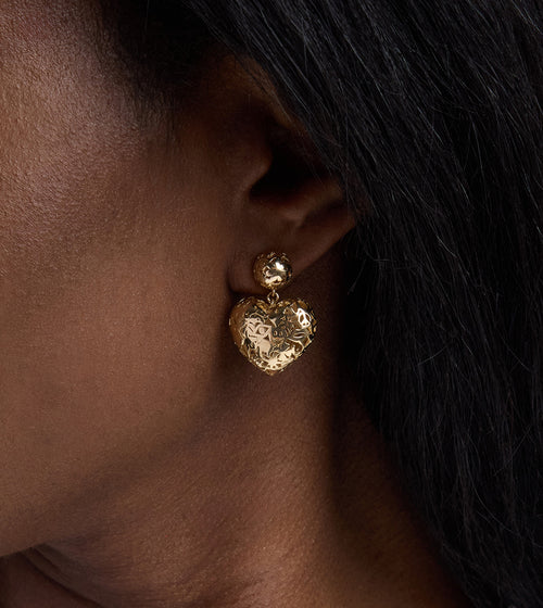 Gold Icon Wallpaper Drop Earrings