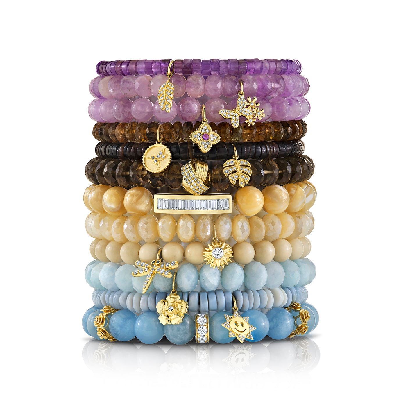 Shop Sydney Evan 14k Gold & Diamond Multi Rose Rondelle on Aquamarine