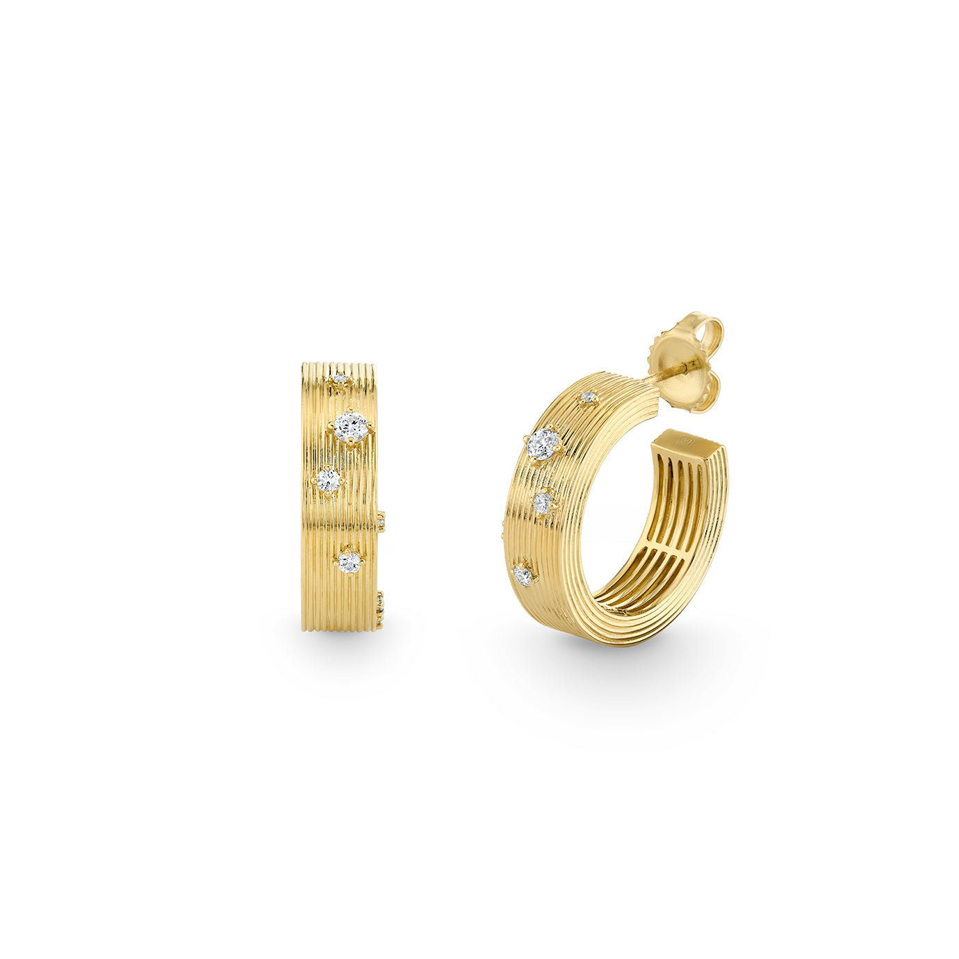 ペアピアス【SYDNEY EVAN】ゴールド＆ダイヤモンド 6mm フープ Shop Sydney Evan 14k Gold & Diamond Wide Fluted Hoop Earrings