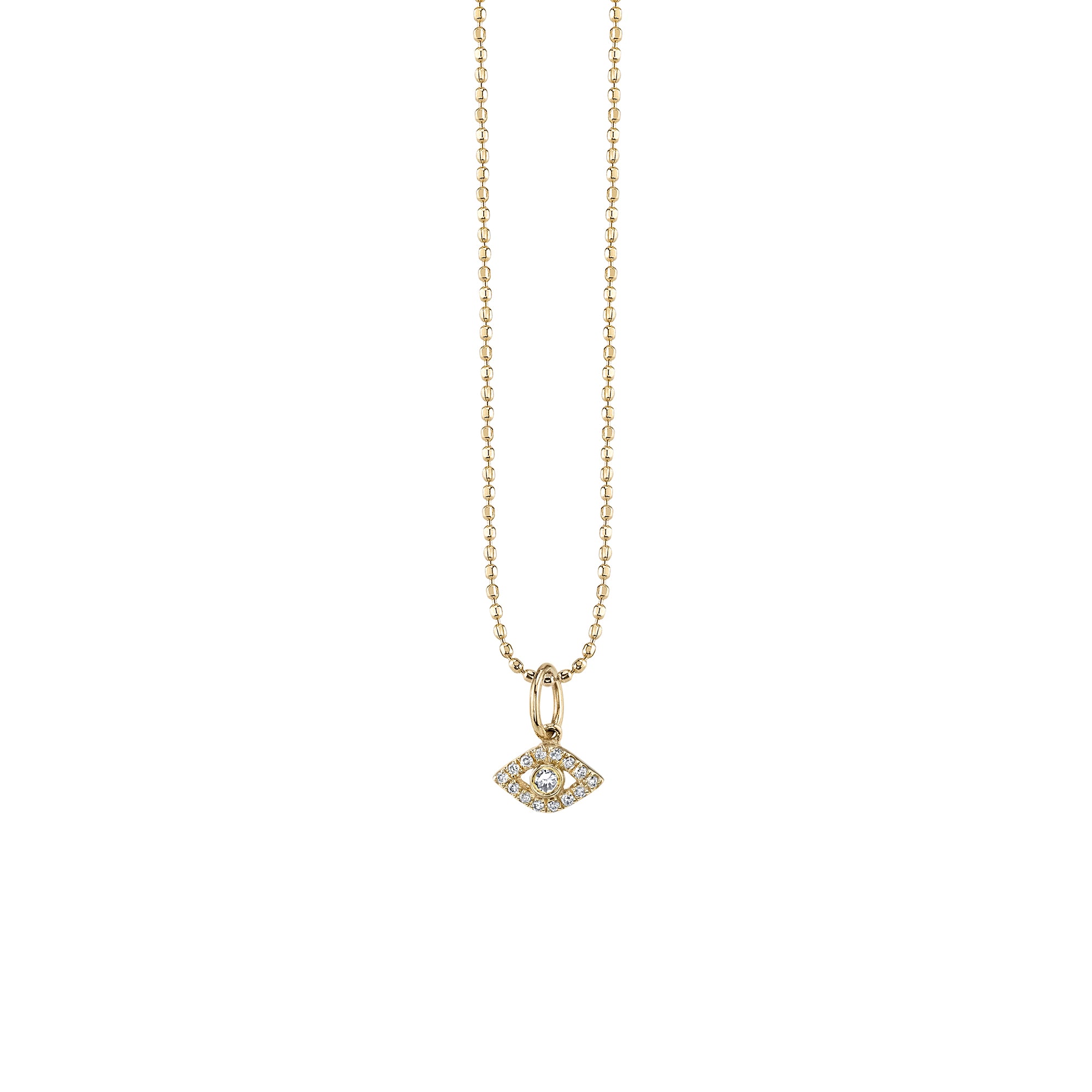 14K Solid Gold Evil Eye Charm With Cubic Zirconia - 3/4" X 3/4" Gold Charm Jewelry - View #5