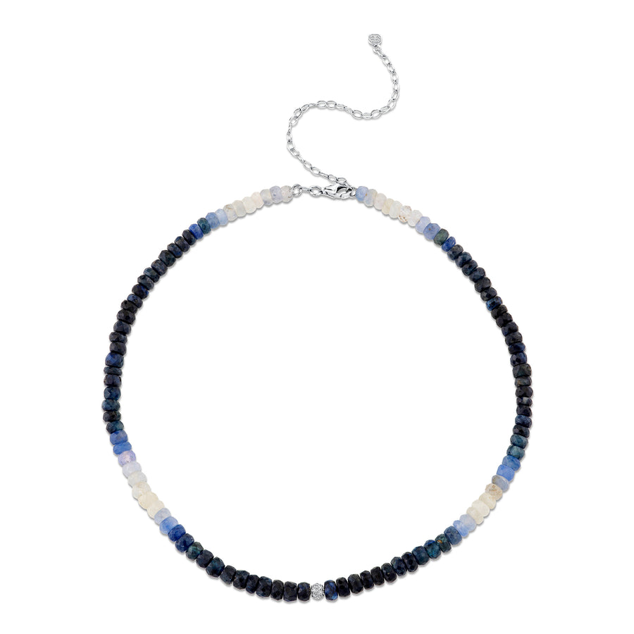 White Gold & Diamond Ball Sapphire Necklace - Sydney Evan Fine Jewelry