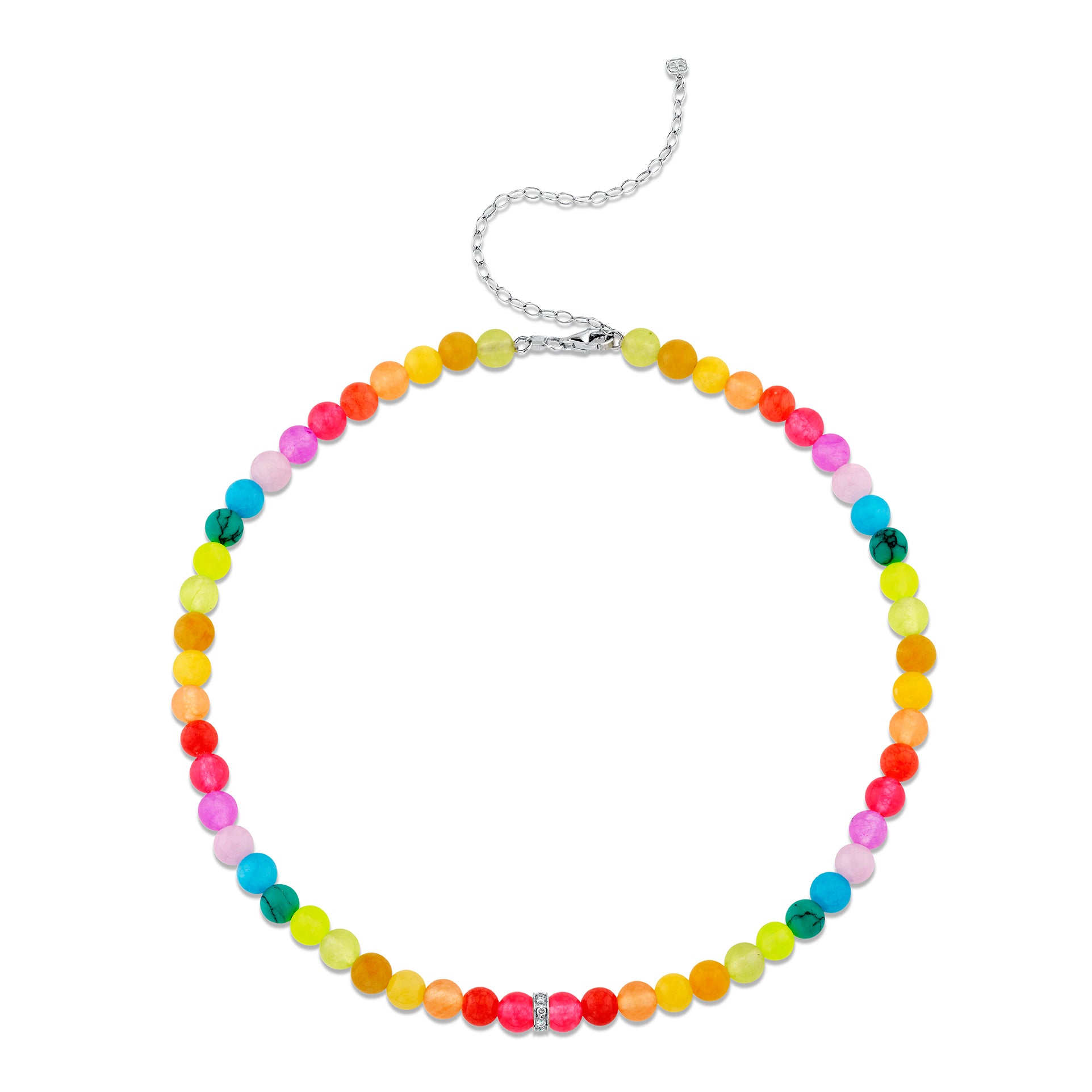 Shop Sydney Evan 14k White Gold & Diamond Rondelle Rainbow Jade