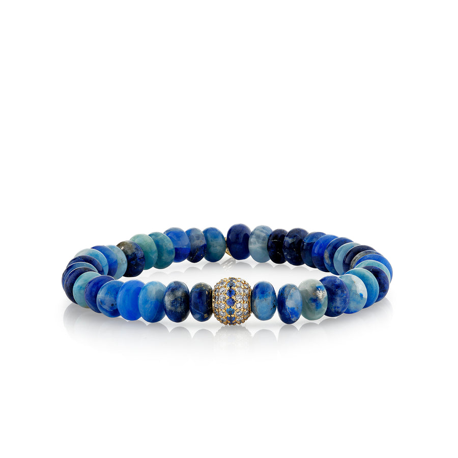 Men's Collection Gold & Diamond Sapphire Mala Bead on Afghanite - Sydney Evan Fine Jewelry