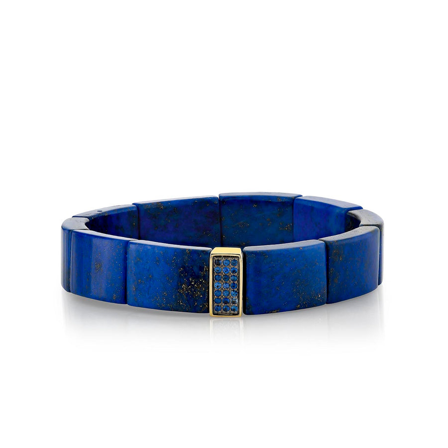 Gold & Sapphire Small Three Row Spacer On Lapis - Sydney Evan Fine Jewelry