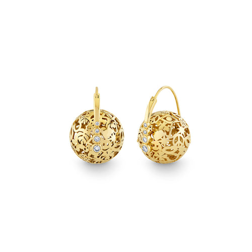 Gold & Diamond 18mm Icon Wallpaper Bead Earrings