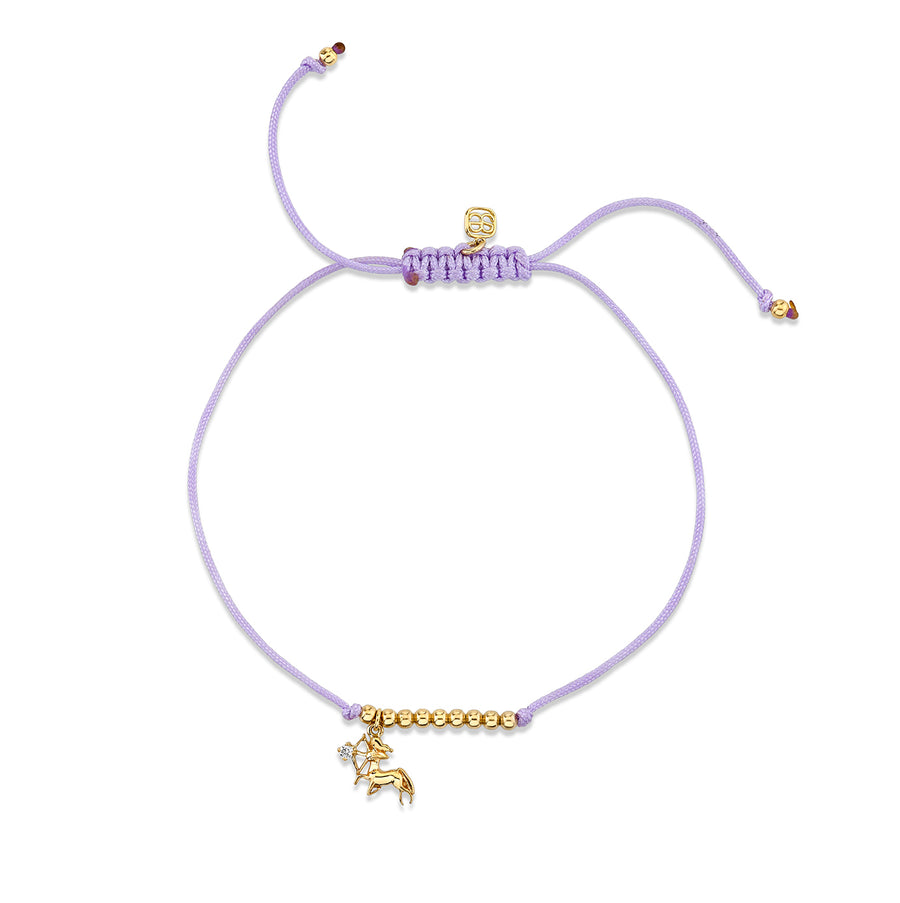 Gold & Diamond Tiny Sagittarius Zodiac Cord Bracelet - Sydney Evan Fine Jewelry