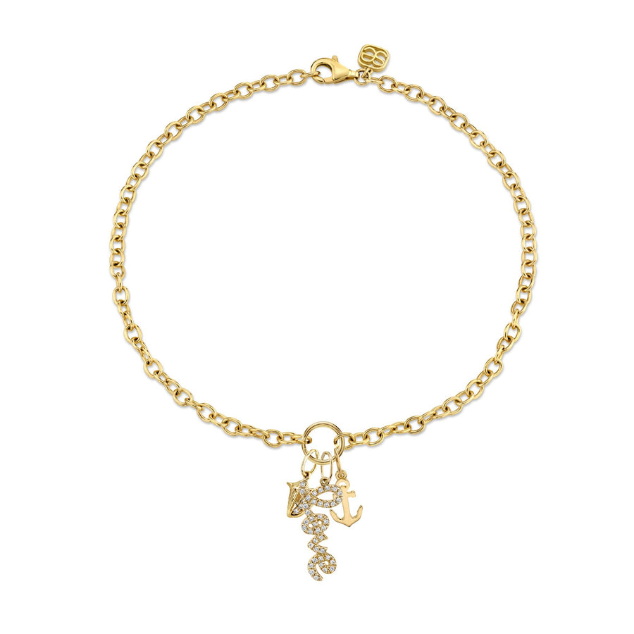 Gold & Diamond Sea Life Anklet - Sydney Evan Fine Jewelry