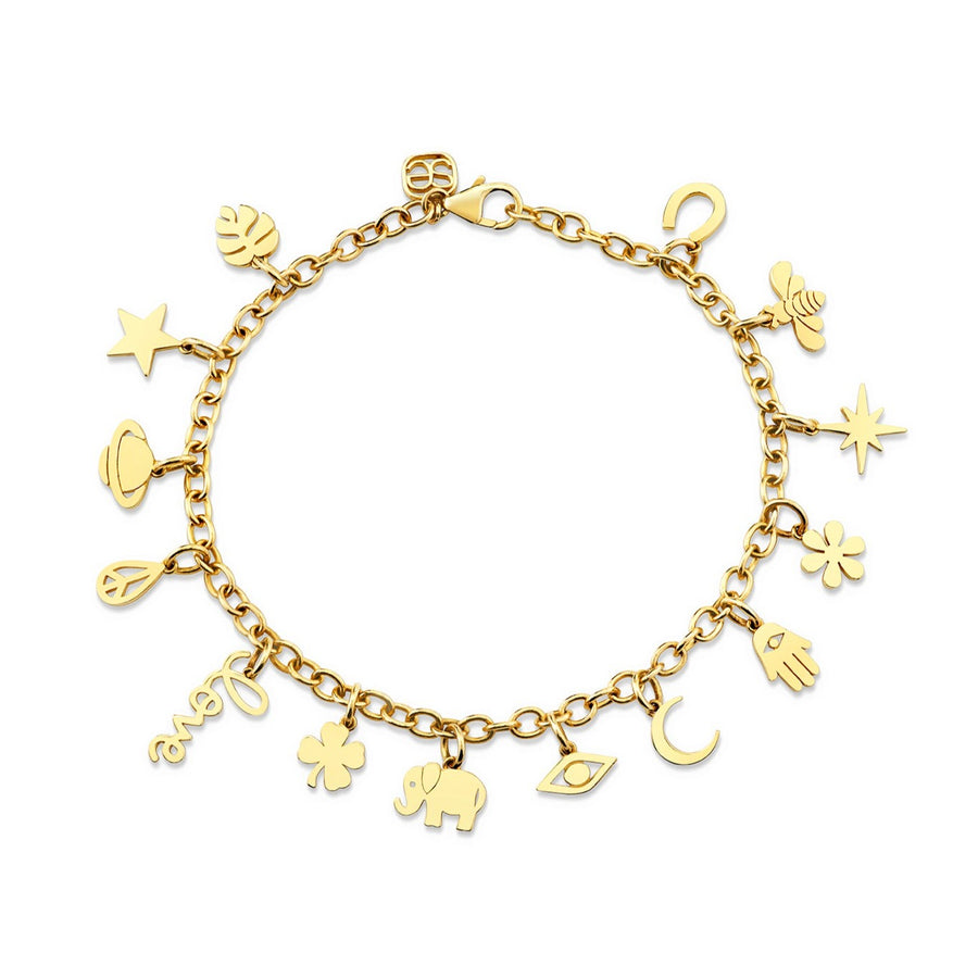 Pure Gold Tiny Multi-Charm Chain Bracelet - Sydney Evan Fine Jewelry