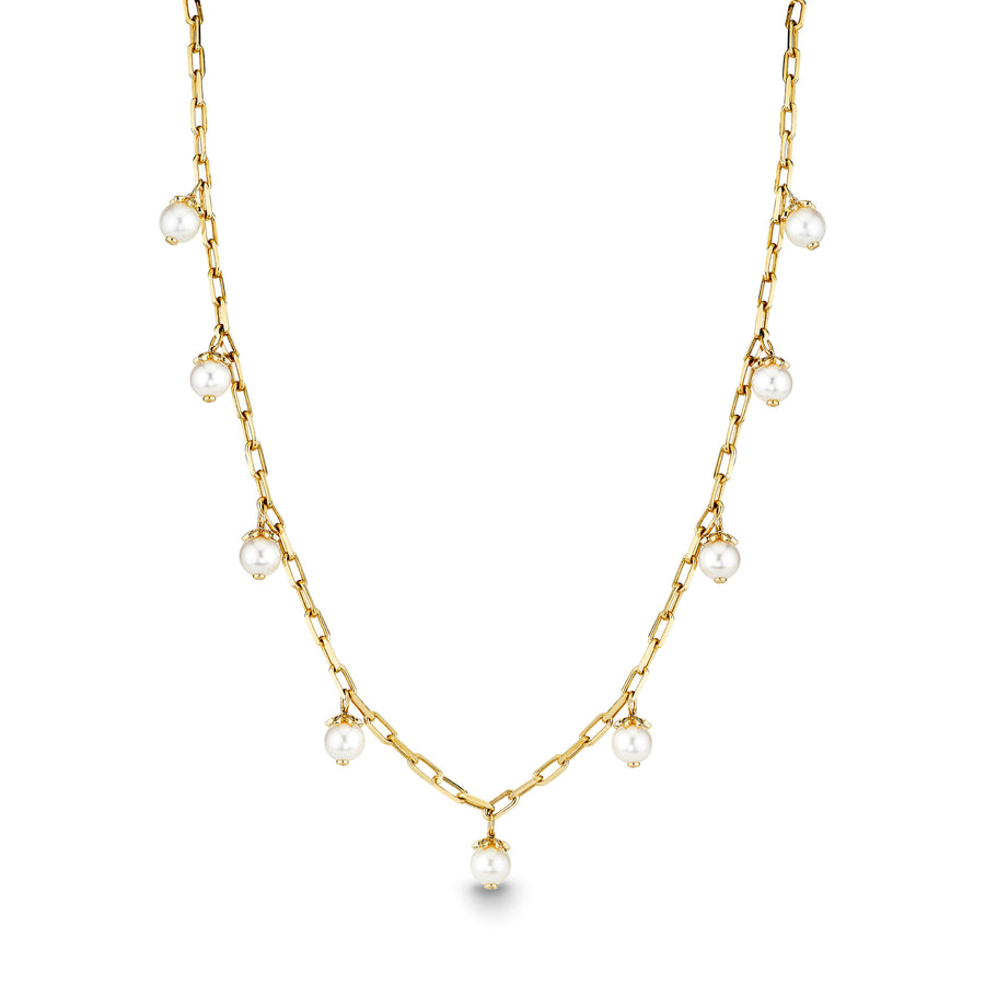 Gold & Diamond Multi Marquise Pearl Necklace - Sydney Evan Fine Jewelry