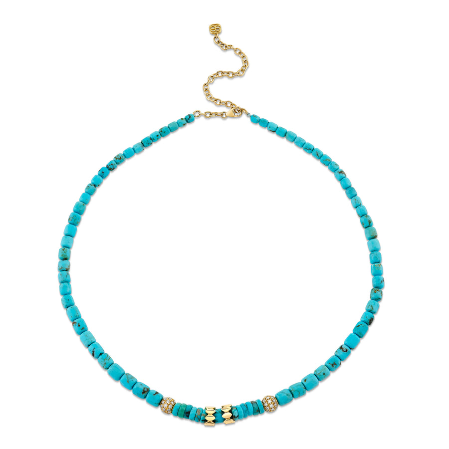 Gold & Diamond Multi-Rondelle Turquoise Necklace - Sydney Evan Fine Jewelry