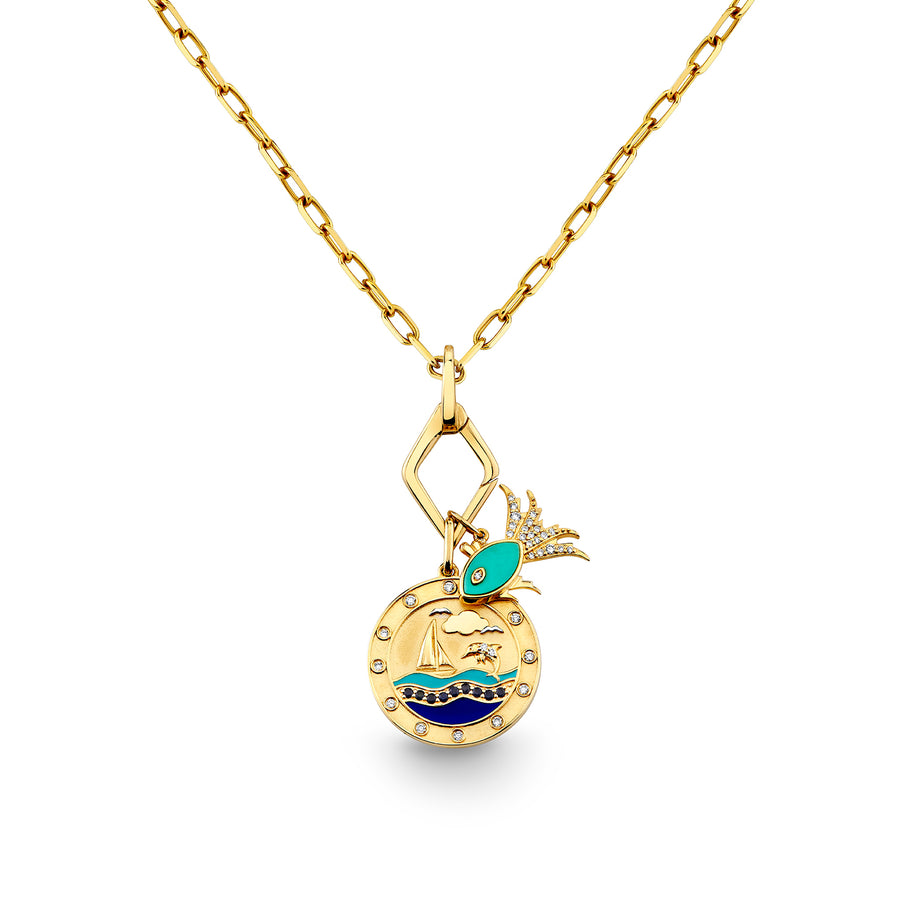 Gold & Diamond Porthole & Fish Necklace - Sydney Evan Fine Jewelry