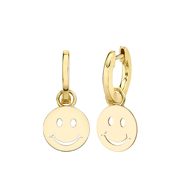 Shop Sydney Evan Men's Collection Pure Gold Happy Face Hoop Earrings