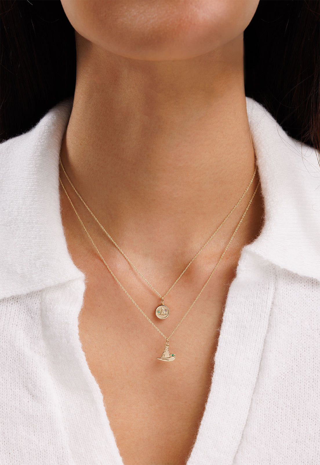 【Sydney Evan 】14Kゴールドラブロボットネックレス Shop Sydney Evan 14k Gold & Diamond Robot Necklace from the
