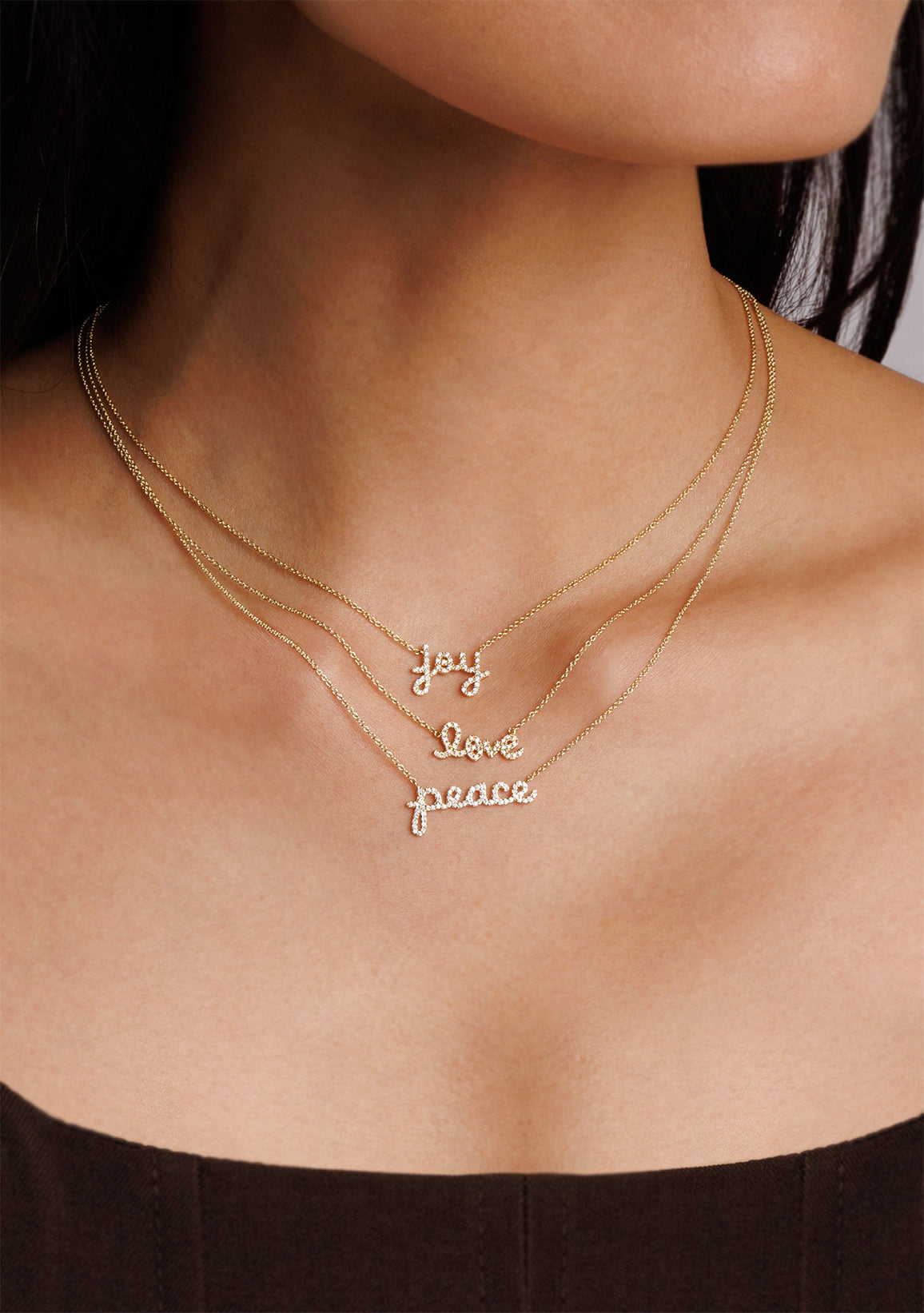 Shop Sydney Evan 14k Gold Diamond Small Peace Script Necklace