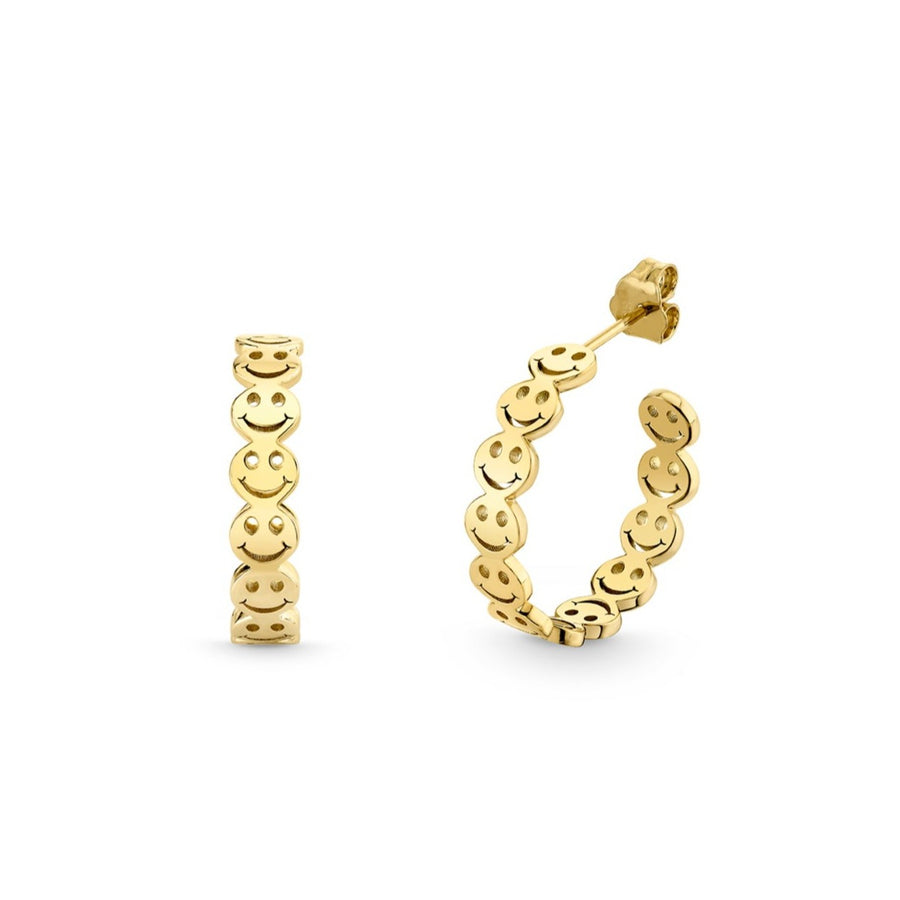 Pure Gold Happy Face Medium Hoops - Sydney Evan Fine Jewelry