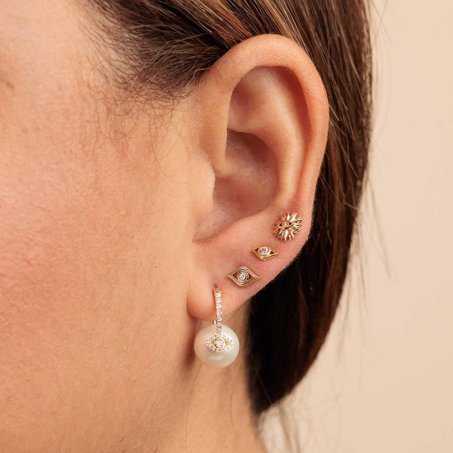Gold & Diamond Evil Eye Pearl Earrings - Sydney Evan Fine Jewelry