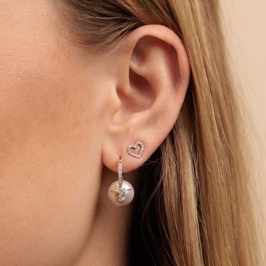 Gold & Diamond Hummingbird Pearl Earrings - Sydney Evan Fine Jewelry