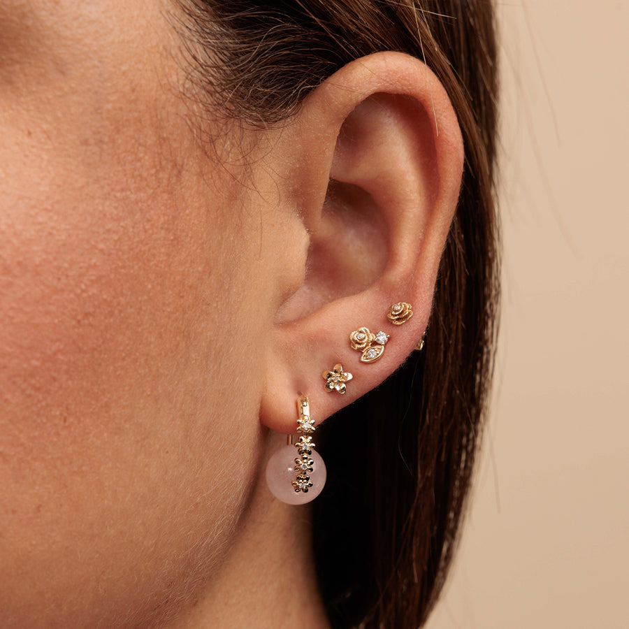 Gold & Diamond Tiny Daisy Morganite Earrings - Sydney Evan Fine Jewelry
