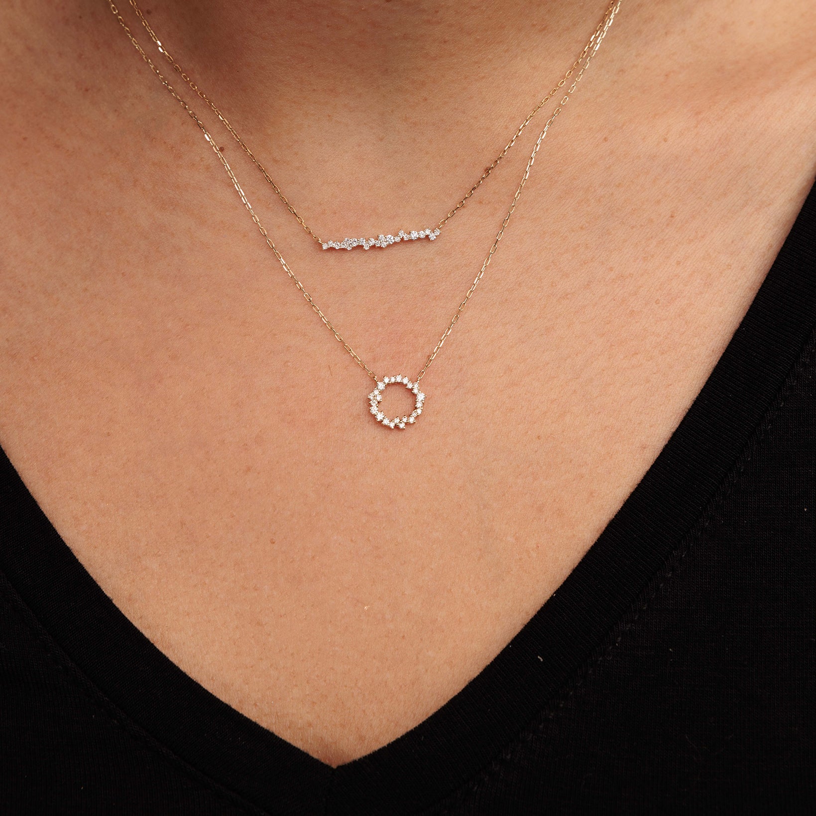 14k Gold Necklace With Circle And Bar Shop Sydney Evan 14k Gold