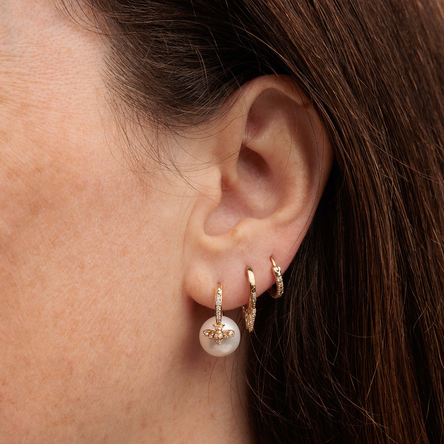 Gold & Diamond Bee Pearl Earrings - Sydney Evan Fine Jewelry