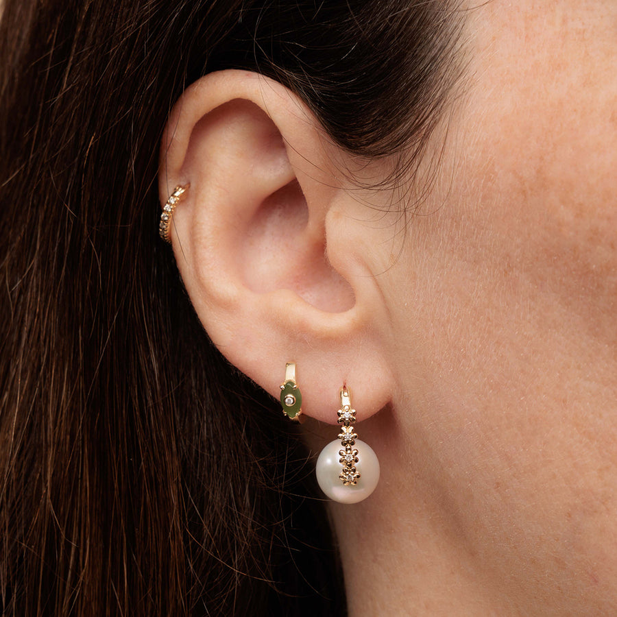 Gold & Diamond Tiny Daisy Pearl Earrings - Sydney Evan Fine Jewelry