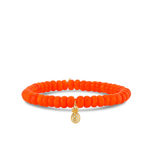 Gold & Diamond Pineapple on Orange Opal - Sydney Evan Fine Jewelry