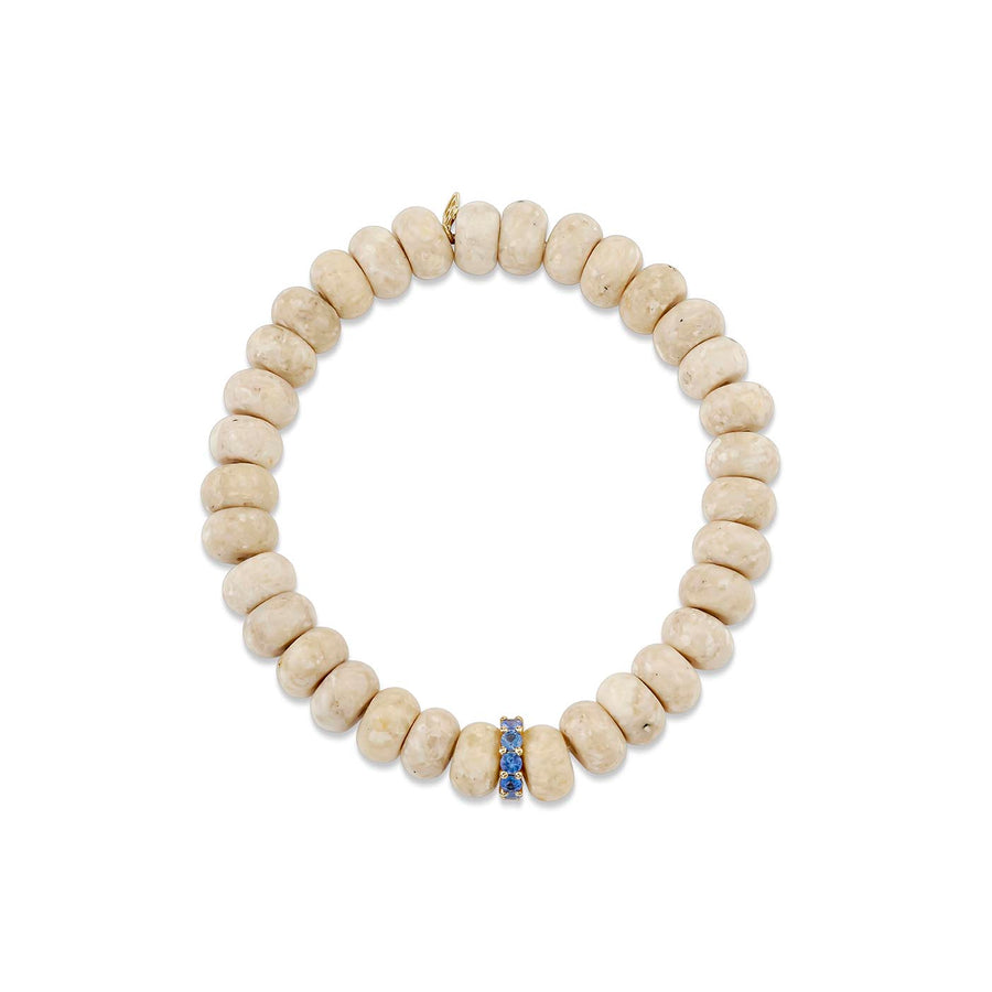 Gold & Sapphire Rondelle on Cream Jasper - Sydney Evan Fine Jewelry