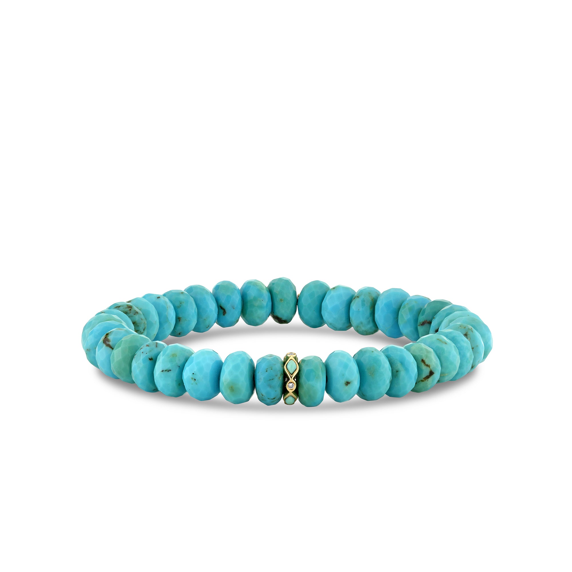 14k Beads Genuine Torquise Bracelet Gold and Turquoise Bead Bracelet – Sami Fine Jewelry main image 3