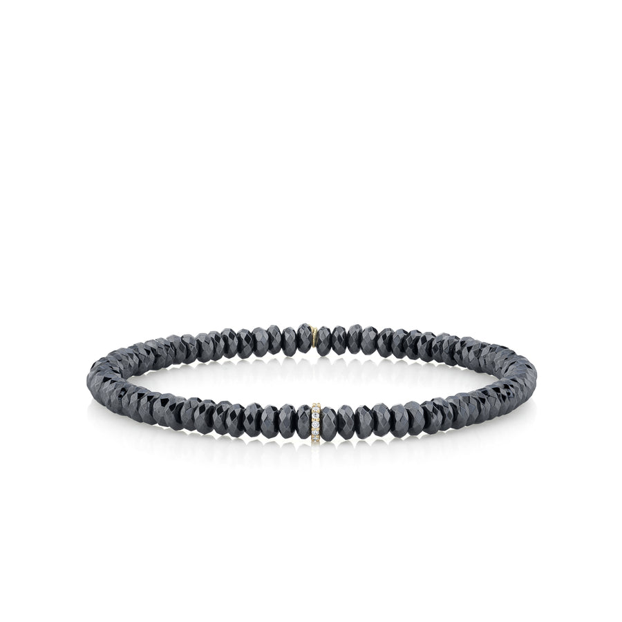 Gold & Diamond Rondelle on Hematite - Sydney Evan Fine Jewelry