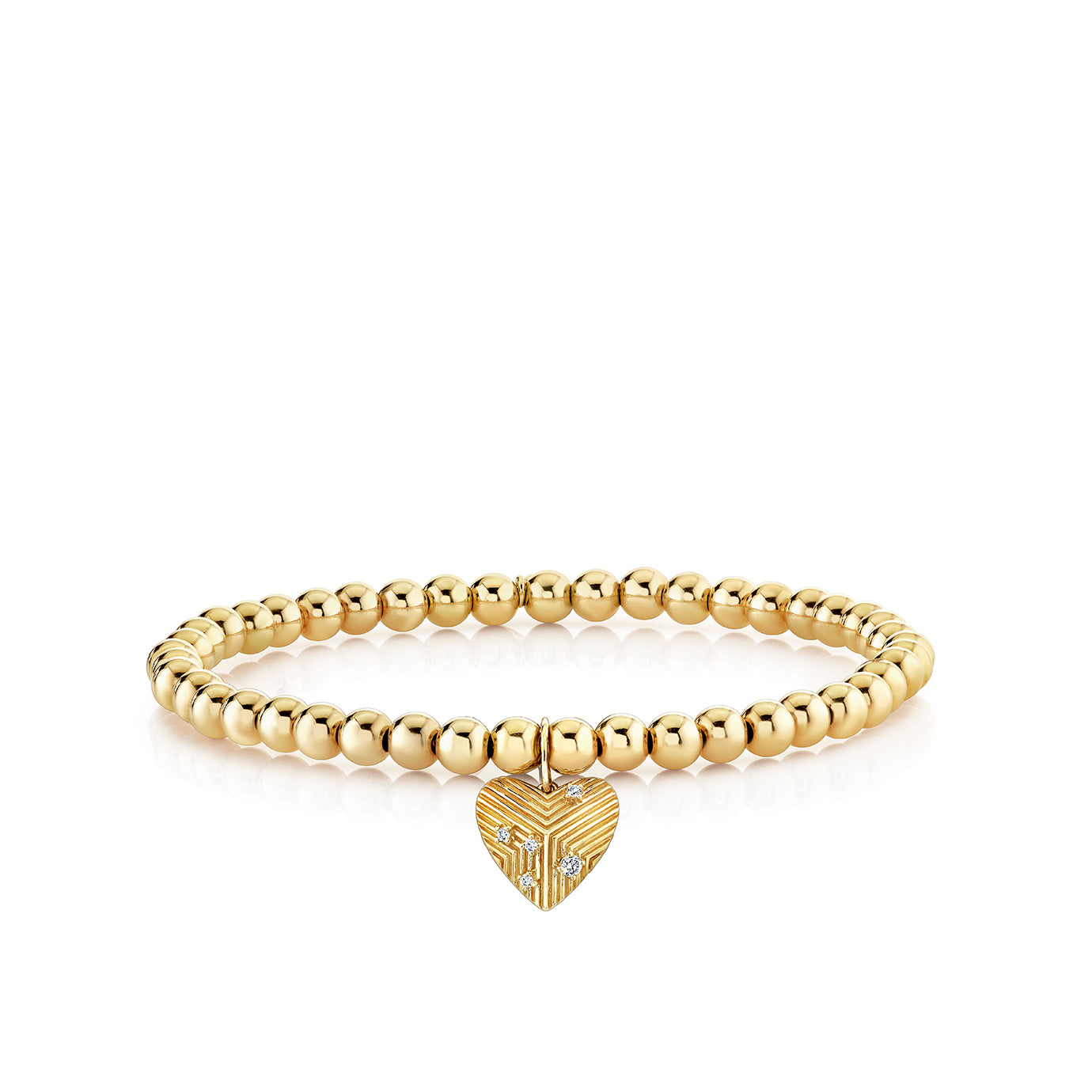 Shop Sydney Evan 14k Gold & Diamond Fluted Heart on Gold Beads