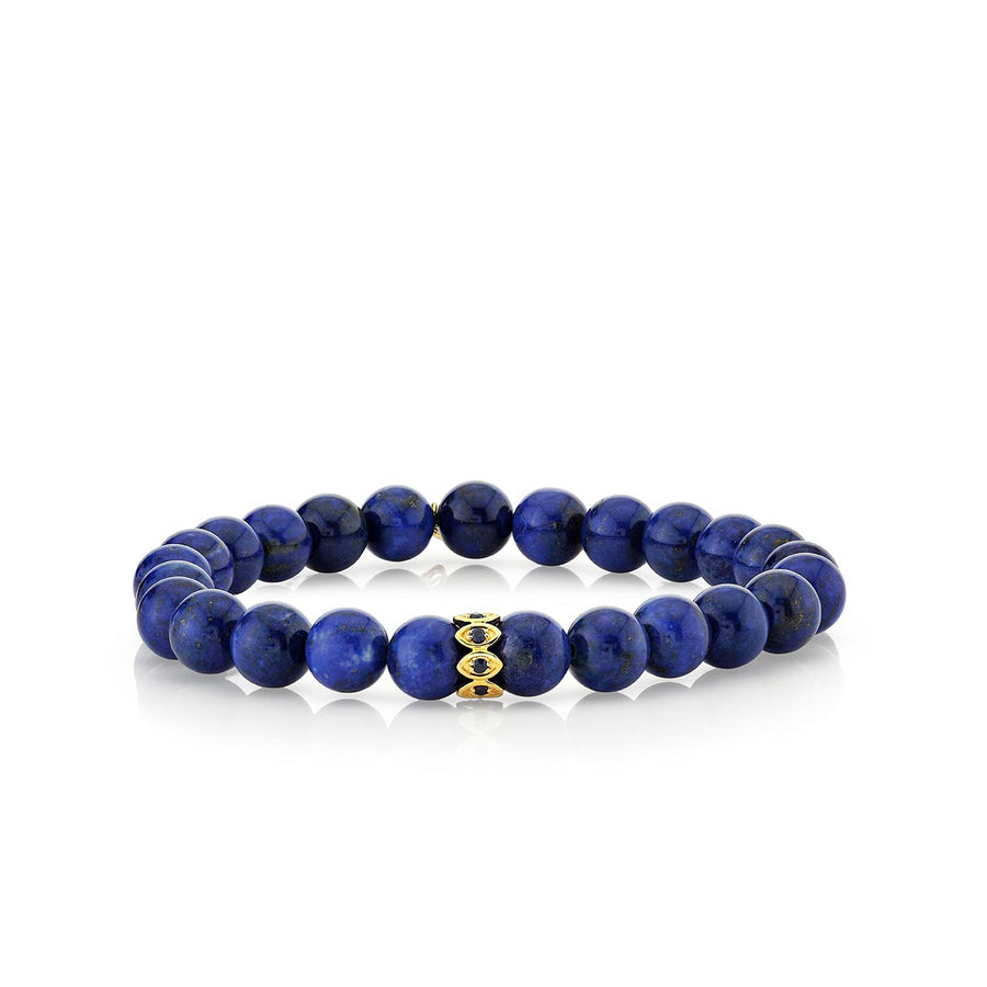 Men's Collection Gold & Sapphire Marquise Eye Rondelle on Lapis - Sydney Evan Fine Jewelry