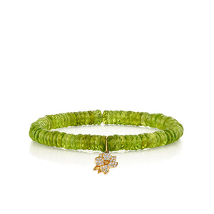 Gold & Diamond Small Magnolia on Peridot - Sydney Evan Fine Jewelry