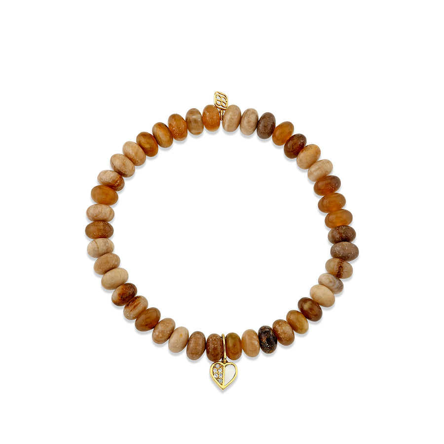 Gold & Diamond Mini Heart on Opalite - Sydney Evan Fine Jewelry