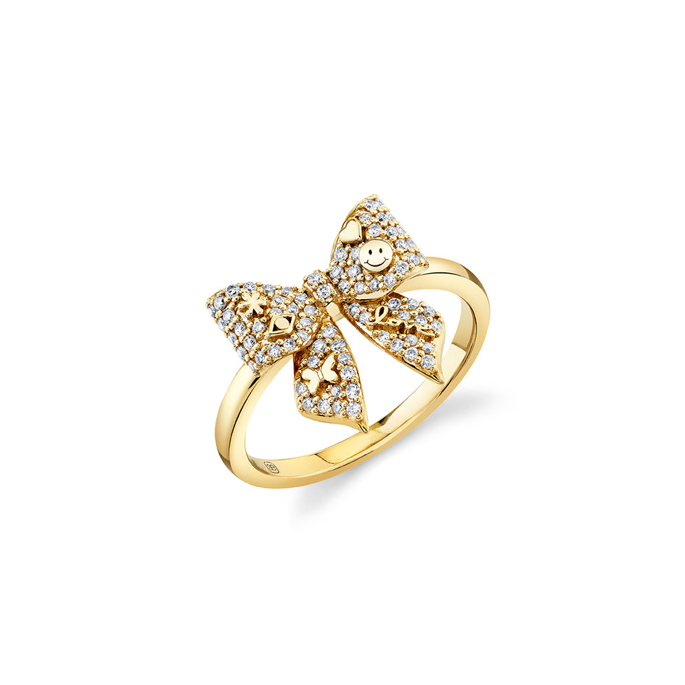 Shop Sydney Evan 14k Gold Diamond Icons Bow Ring