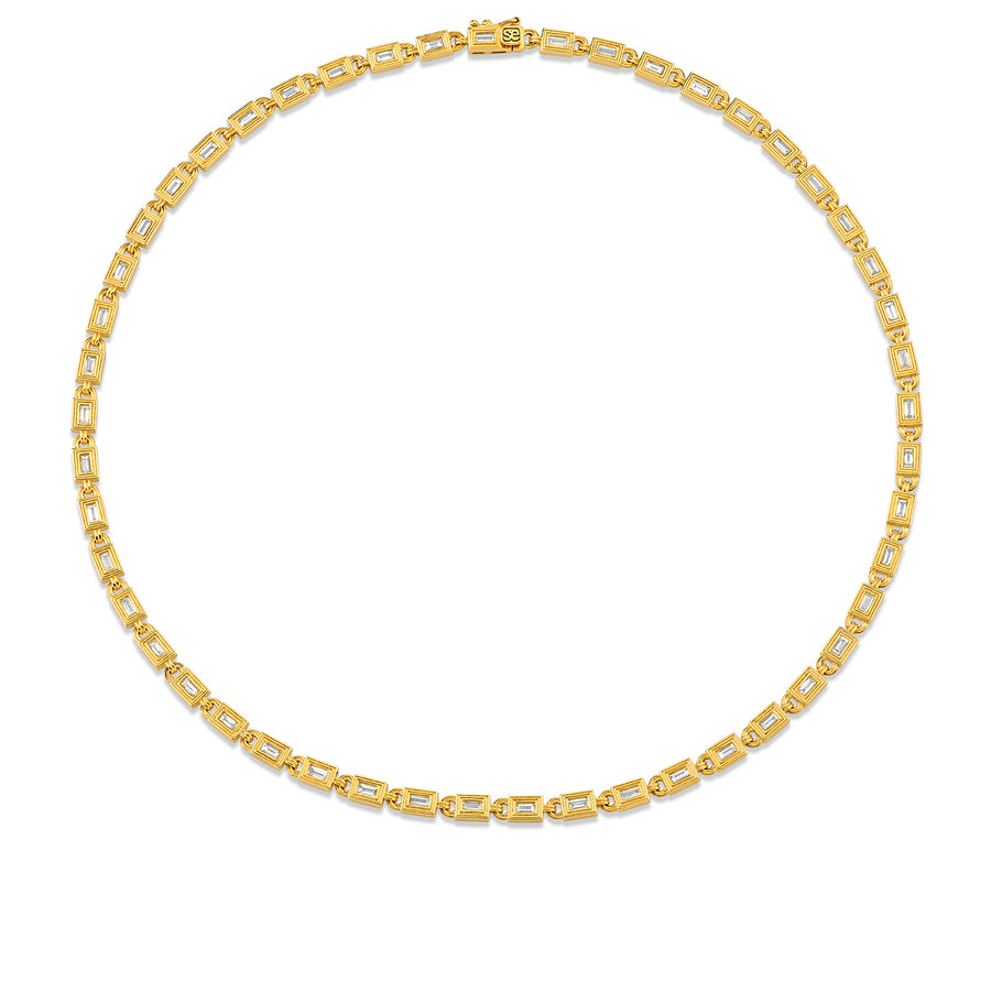 Gold & Diamond Fluted Baguette Eternity Necklace - Sydney Evan Fine Jewelry