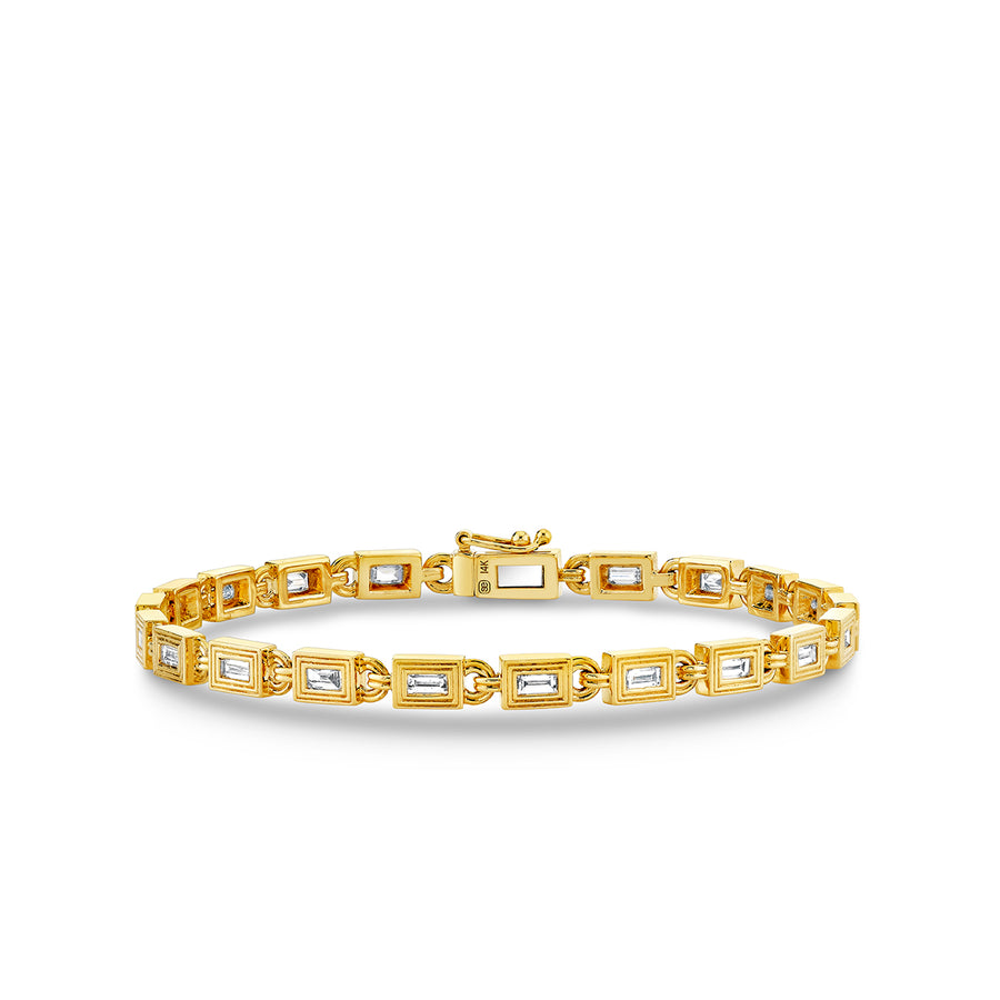 Gold & Diamond Fluted Baguette Tennis Bracelet - Sydney Evan Fine Jewelry
