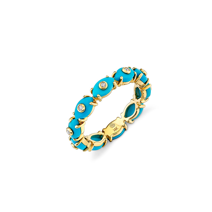 Gold & Diamond Tiny Carved Stone Eternity Ring - Sydney Evan Fine Jewelry