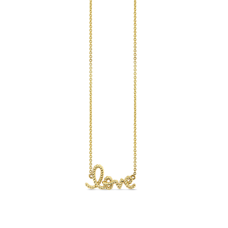 Pure Gold Small Love Script Rope Necklace - Sydney Evan Fine Jewelry