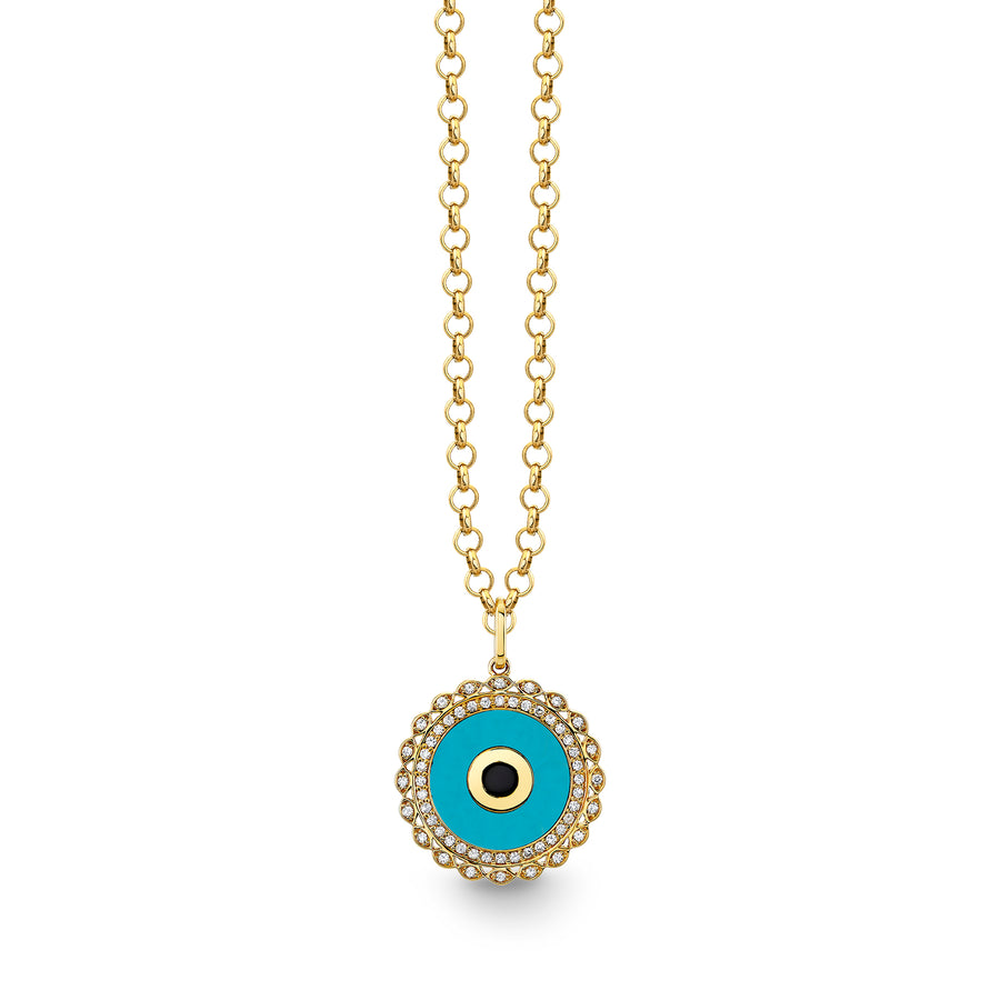 Gold & Diamond Large Marquise Evil Eye Charm - Sydney Evan Fine Jewelry