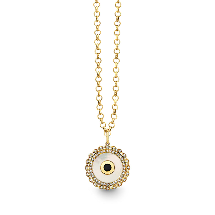 Gold & Diamond Large Marquise Evil Eye Charm - Sydney Evan Fine Jewelry