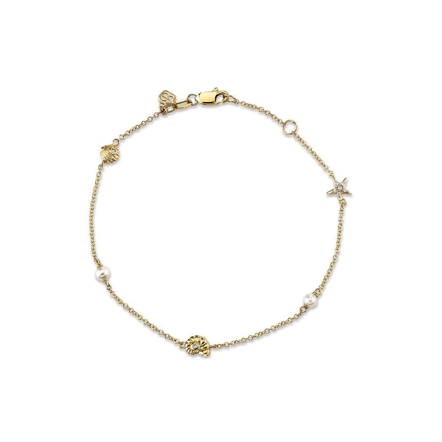 Gold Diamond & Pearl Shell Bracelet - Sydney Evan Fine Jewelry