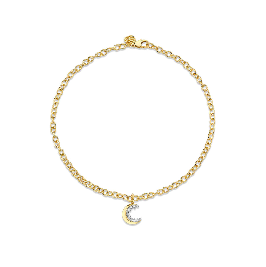Gold & Diamond Cocktail Crescent Moon Anklet - Sydney Evan Fine Jewelry
