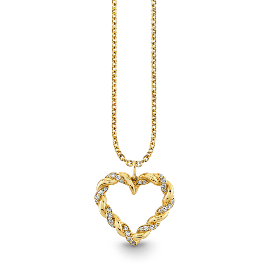 Gold & Diamond Rope Heart Charm - Sydney Evan Fine Jewelry