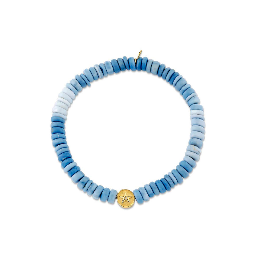 Gold & Diamond Starfish & Clam Shell on Blue Opal Heishi - Sydney Evan Fine Jewelry