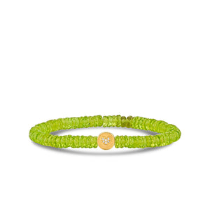Gold & Diamond Peace & Love Bead on Peridot - Sydney Evan Fine Jewelry