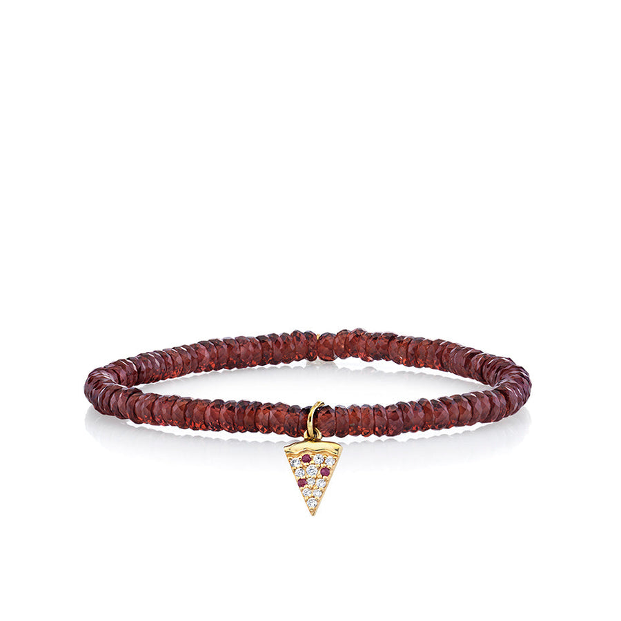 Gold & Diamond Pizza Slice on Garnet - Sydney Evan Fine Jewelry