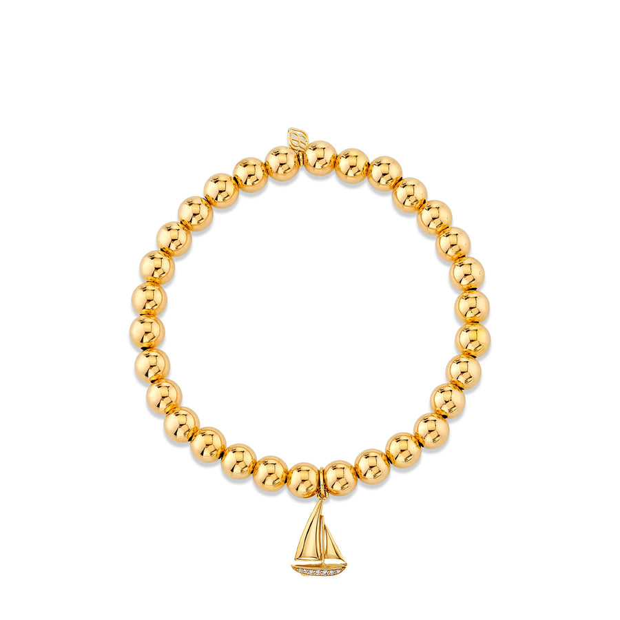 Gold & Diamond Sailboat on Gold Beads - Sydney Evan Fine Jewelry