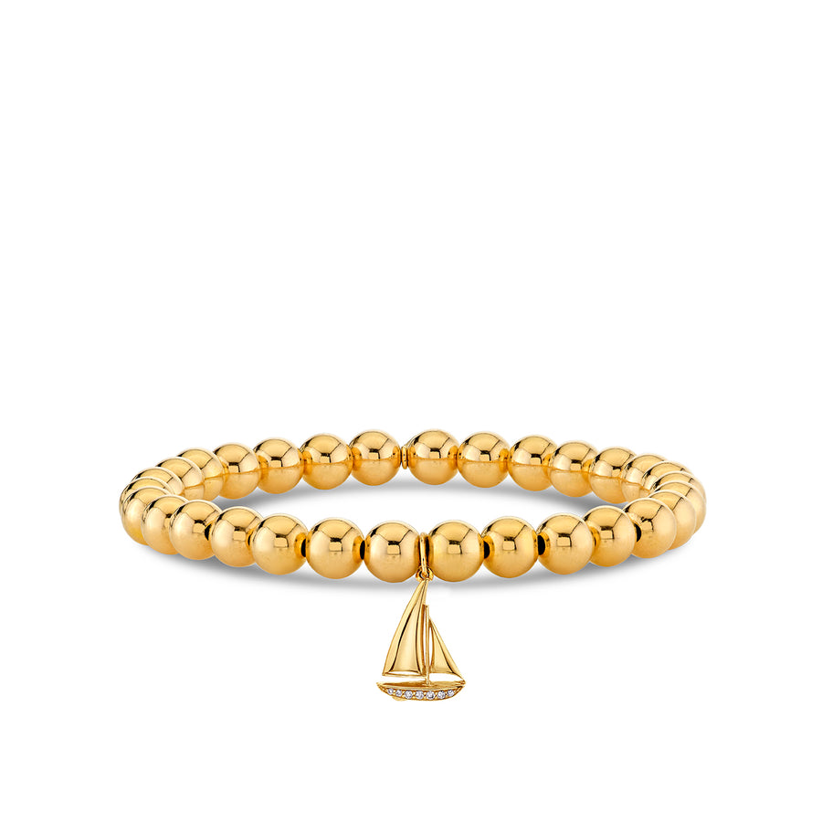 Gold & Diamond Sailboat on Gold Beads - Sydney Evan Fine Jewelry
