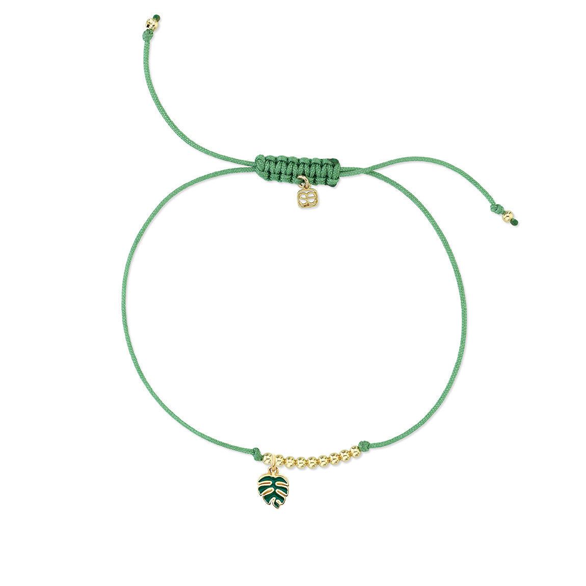 ✿α 様✳️ネイティブ調デザイン　4連cord bracelet モンステラ Shop Sydney Evan 14k Gold & Enamel Tiny Monstera Leaf Cord Bracelet