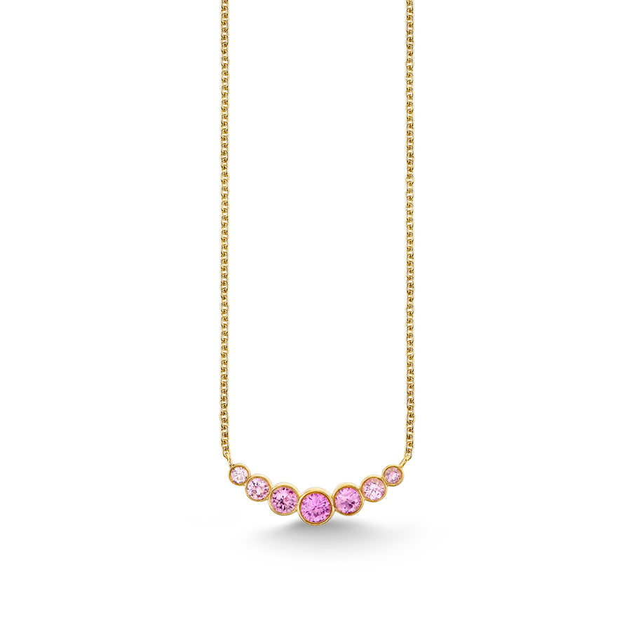Gold & Pink Sapphire Graduated Bezel Necklace - Sydney Evan Fine Jewelry
